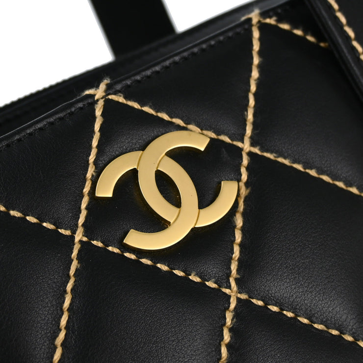 Chanel 2004-2005 Black Calfskin Wild Stitch Handbag