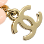 Chanel CC Flower Dangle Piercing Earrings Gold Pink 05A