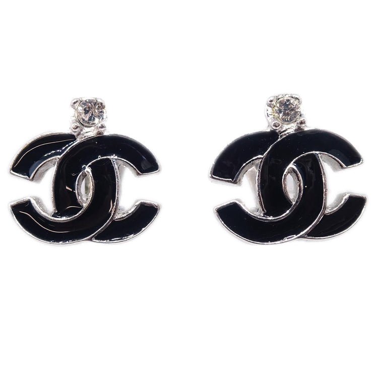 Chanel CC Earrings Clip-On Black 05P