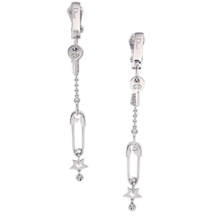 Christian Dior Earrings Clip-On Silver