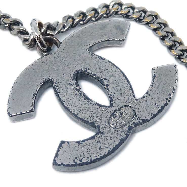 Chanel CC Chain Necklace Pendant Rhinestone Silver 05A