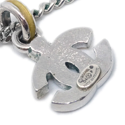 Chanel CC Chain Necklace Pendant Rhinestone Silver 04P
