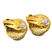 Chanel Button Artificial Pearl Earrings Clip-On Gold 95A