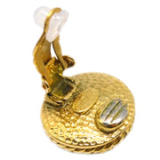 Chanel Button Artificial Pearl Earrings Clip-On Gold 95A