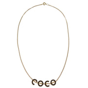 Chanel COCO Pendant Necklace Rhinestone Gold 01A