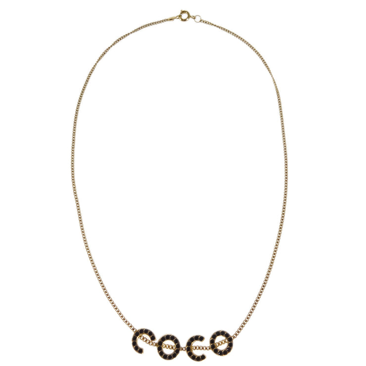 Chanel COCO Pendant Necklace Rhinestone Gold 01A