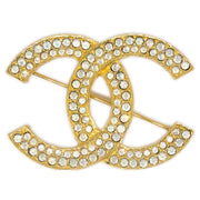 Chanel CC Brooch Pin Rhinestone Gold 174