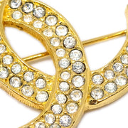 Chanel CC Brooch Pin Rhinestone Gold 174