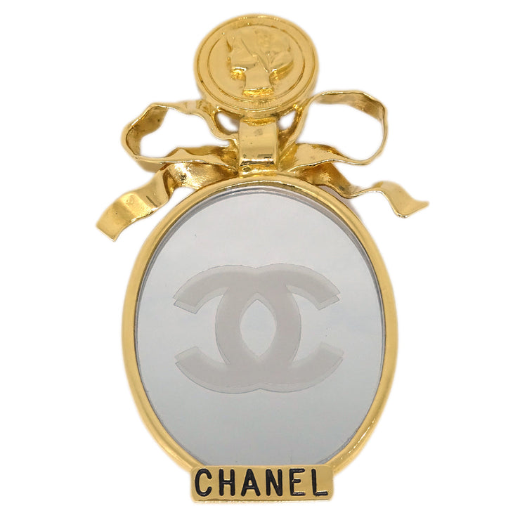 Chanel Bow Mirror Brooch Pin Gold