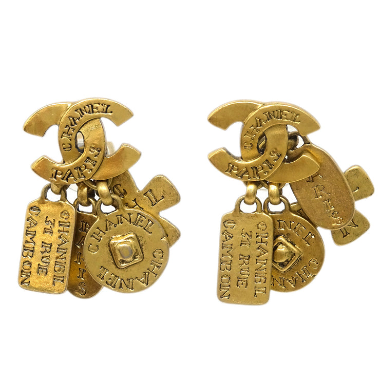 Chanel Icon Dangle Piercing Earrings Gold 99A