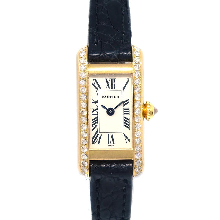 Cartier Tank Allonge Ref.1380 Quartz Watch 18KYG Black