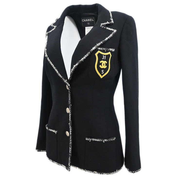 Chanel 2005 Emblem Single Breasted Jacket Black #36