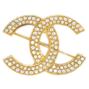 Chanel CC Brooch Pin Rhinestone Gold 174