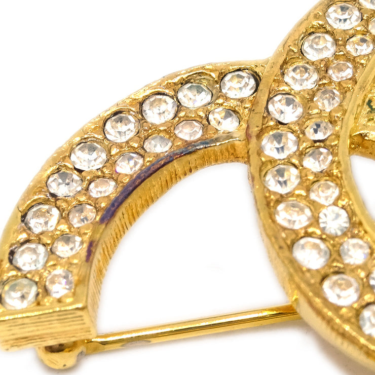 Chanel CC Brooch Pin Rhinestone Gold 174