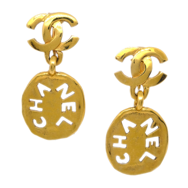 Chanel Dangle Earrings Gold Clip-On