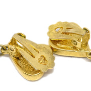 Yves Saint Laurent Gold Rhinestone Dangle Earrings Clip-On