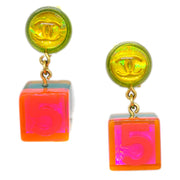 Chanel Dangle Cube Earrings Clip-On Multicolor 97P