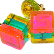 Chanel Dangle Cube Earrings Clip-On Multicolor 97P