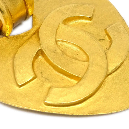 Chanel Dangle Heart Earrings Clip-On Gold 95P