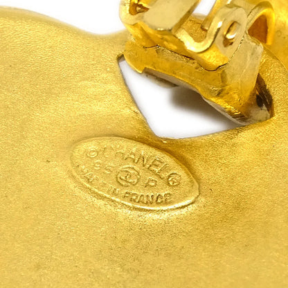 Chanel Dangle Heart Earrings Clip-On Gold 95P