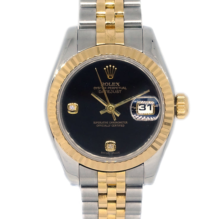 Rolex Oyster Perpetual Datejust Ref.179173_2BR 26mm Watch Onyx 18KYG SS