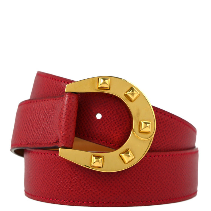 Hermes Red Courchevel Belt #70 Small Good