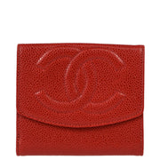 Chanel Red Caviar Bifold Wallet Purse