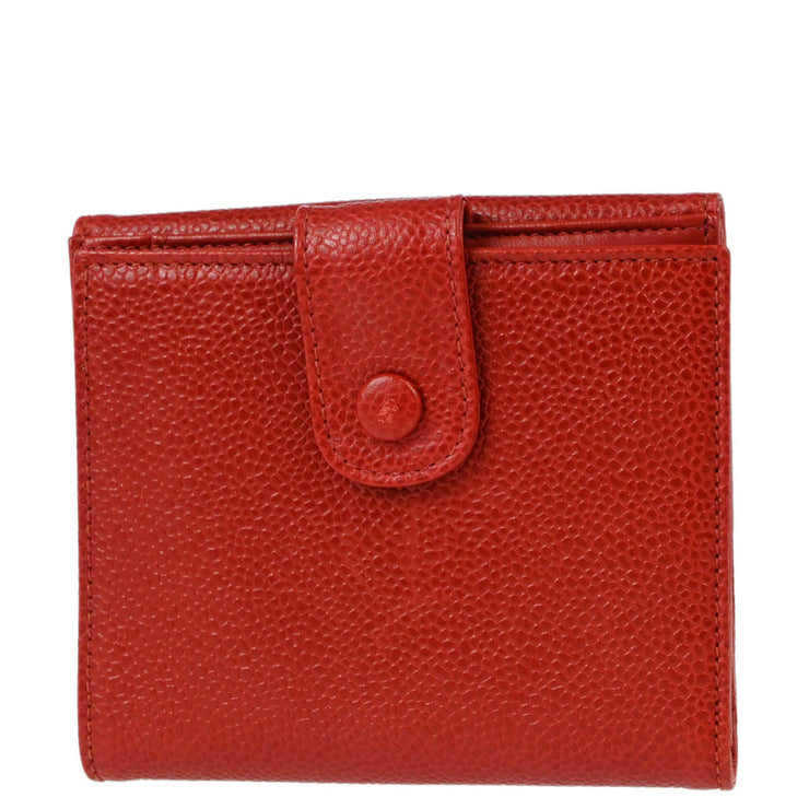 Chanel Red Caviar Bifold Wallet Purse