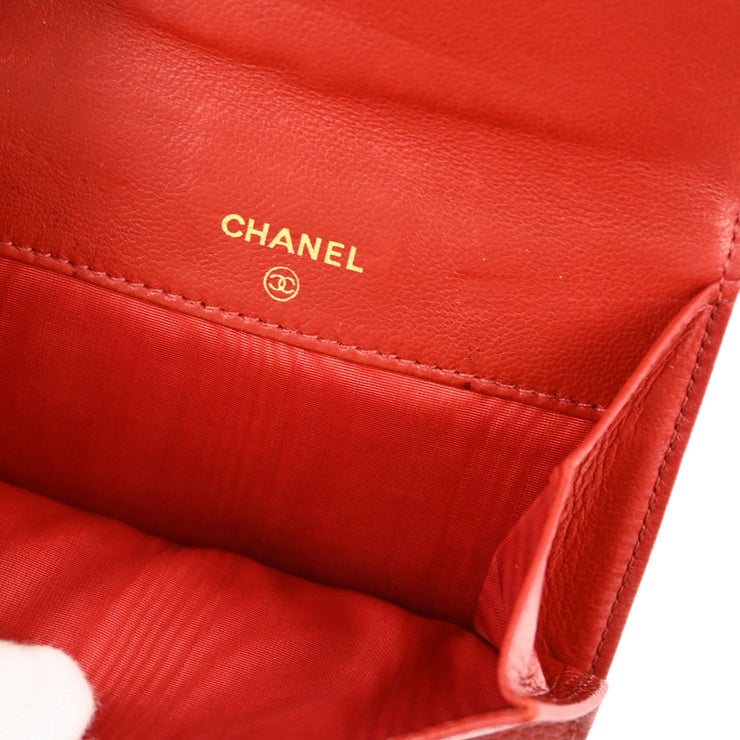 Chanel Red Caviar Bifold Wallet Purse