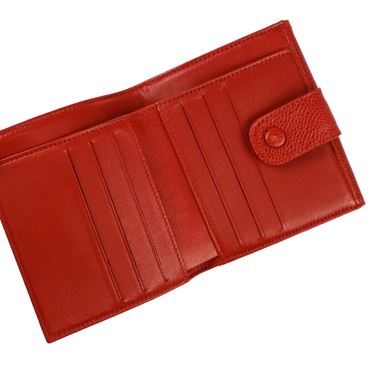 Chanel Red Caviar Bifold Wallet Purse