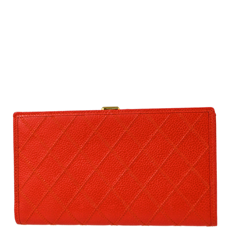 Chanel Red Caviar Bicolore Wallet Purse