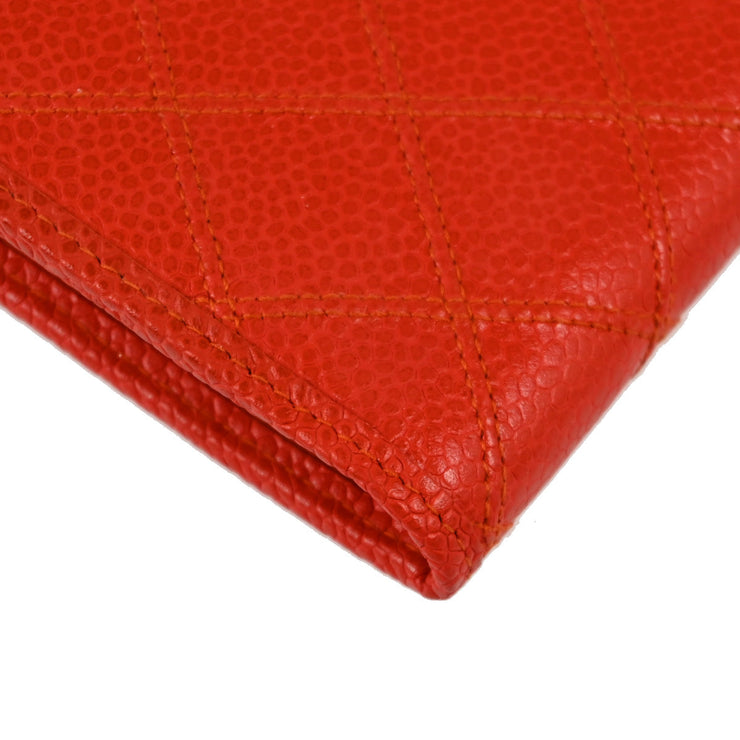 Chanel 1997-1999 Red Caviar Bicolore Wallet Purse