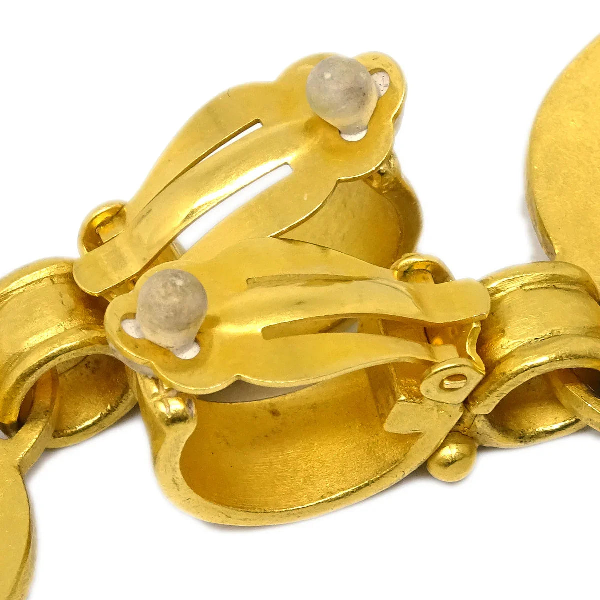 Chanel Dangle Heart Earrings Clip-On Gold 95P