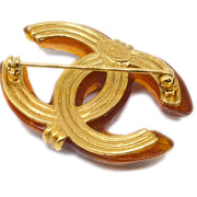 Chanel CC Brooch Pin Brown 99P