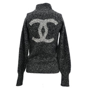 Chanel 1996 Zip Up Knit Sweater Gray #38