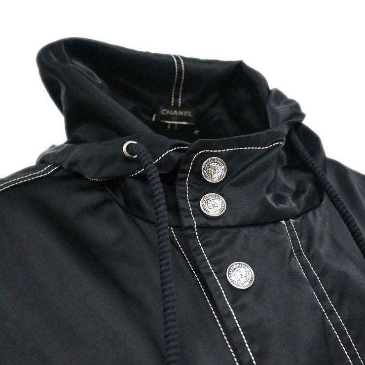 Chanel Hooded Zip Up Jacket Black