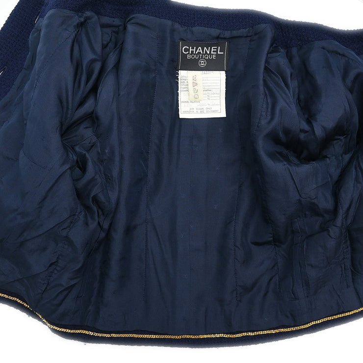 Chanel Collarless Jacket Navy #38