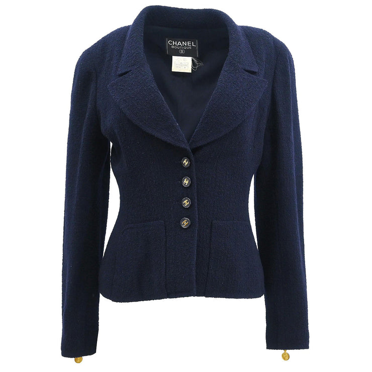 Chanel 1997 Single Breasted Jacket Navy #38