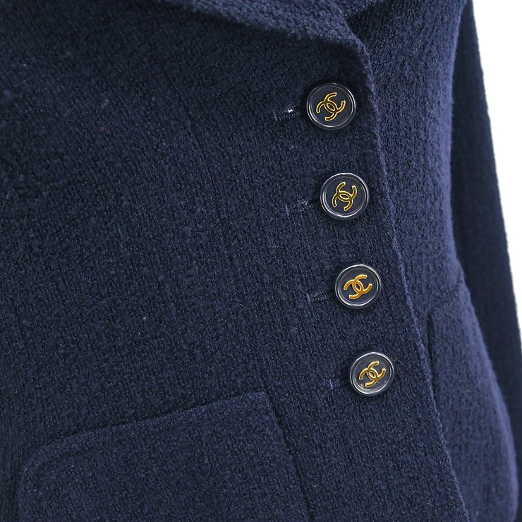 Chanel 1997 Single Breasted Jacket Navy #38