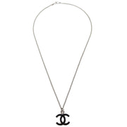 Chanel CC Chain Necklace Silver Black 07V