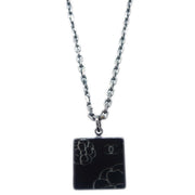 Chanel Silver Black Square Necklace Pendant 02A