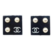 Chanel Square Earrings Clip-On Black 03C