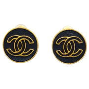 Chanel Black Button Earrings Clip-On 03P