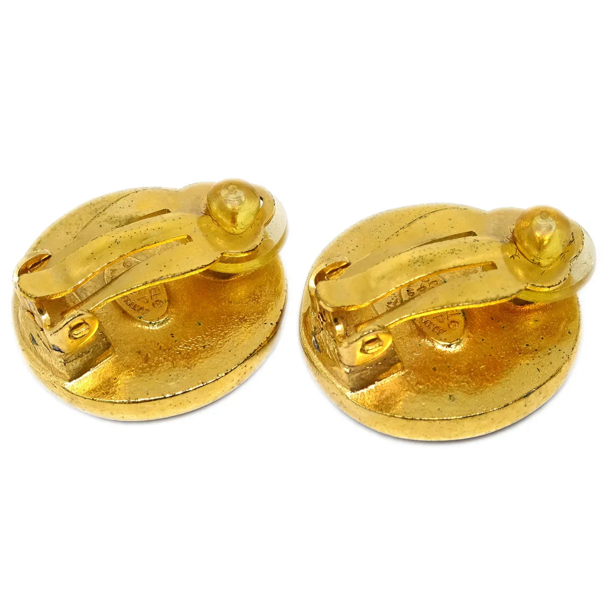Chanel Black Button Earrings Clip-On 03P