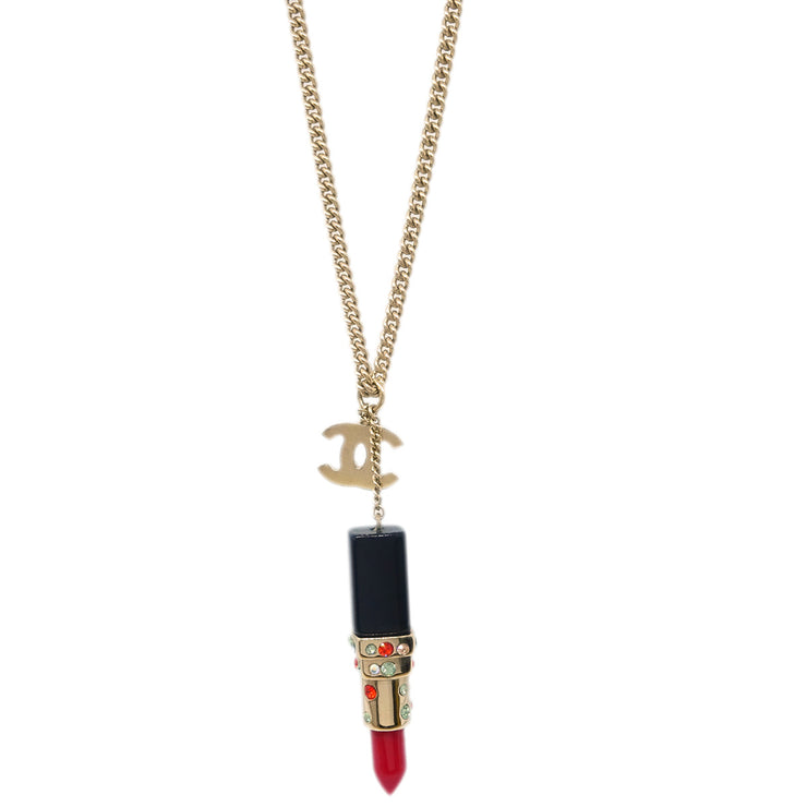 Chanel Lipstick Gold Pendant Necklace 04A