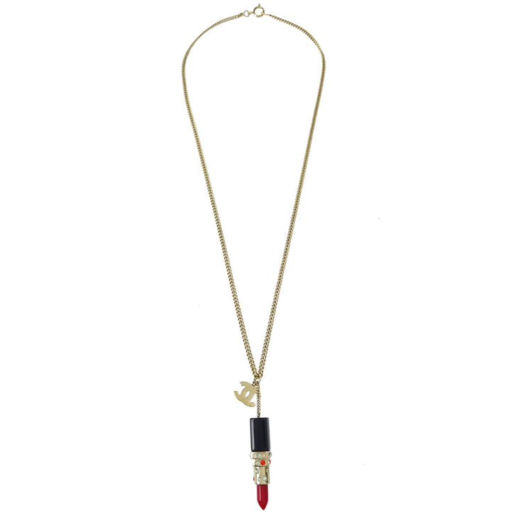 Chanel Lipstick Gold Pendant Necklace 04A