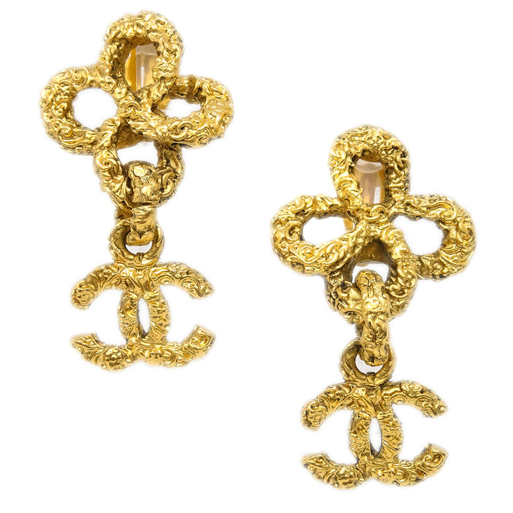 Chanel Dangle Earrings Gold Clip-On 03A