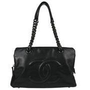 Chanel 2009-2010 Black Caviar Chain Shoulder Tote Bag