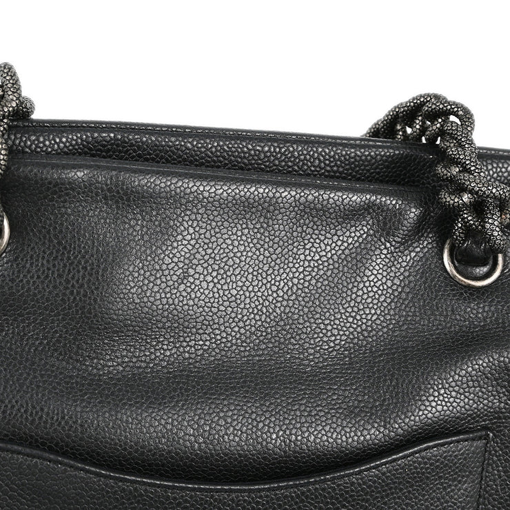 Chanel 2009-2010 Black Caviar Chain Shoulder Tote Bag