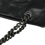 Chanel 2009-2010 Black Caviar Chain Shoulder Tote Bag